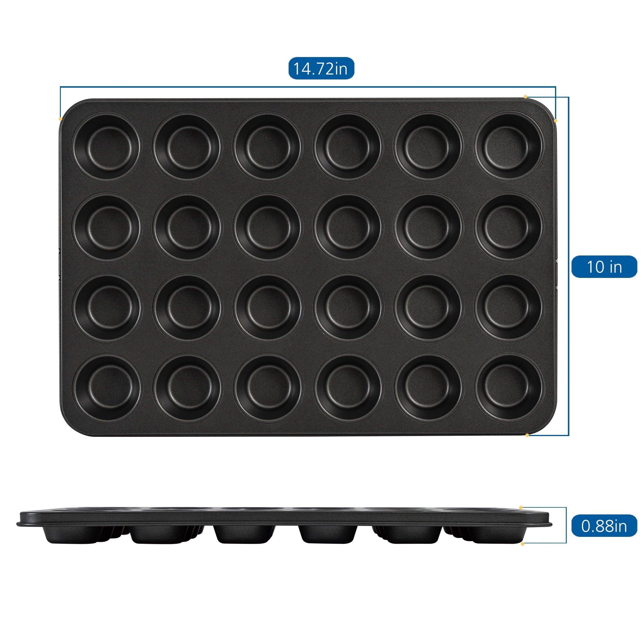 Ergonomic Manual 24 Cavity Mini Muffin Pan, Non-Stick Bakeware,1.8 inch Diameter Cups,Gray,Carbon Steel - Multi-Functional Manual Food Chopper & Slicer Detail