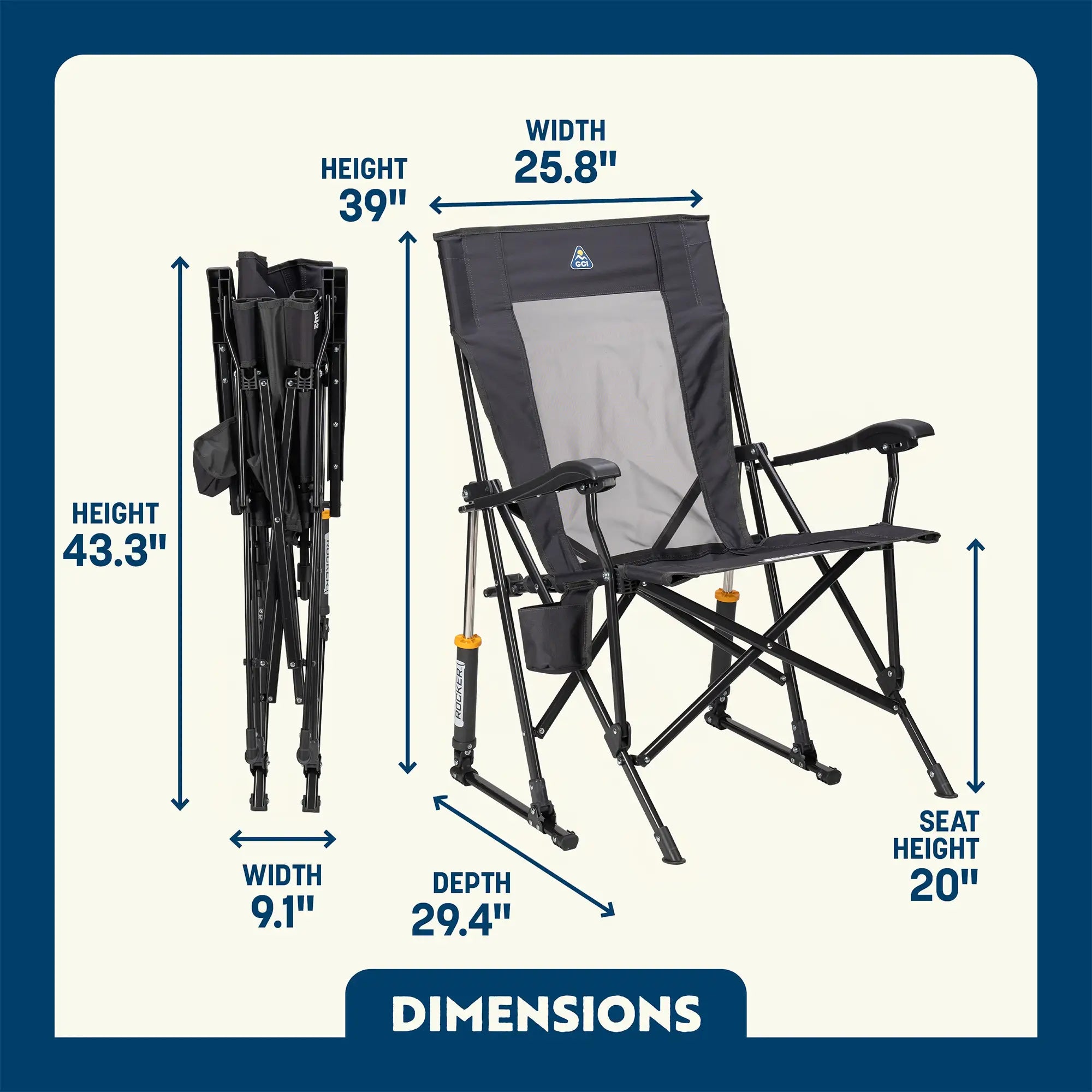 Luxury Camp RoadTrip Rocker - Choice 855 - RoadTrip Rocker Smooth Motion Camp Chair Detail