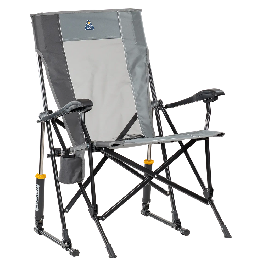 Luxury Camp RoadTrip Rocker - Choice 855 - RoadTrip Rocker Smooth Motion Camp Chair - Mercury Gray