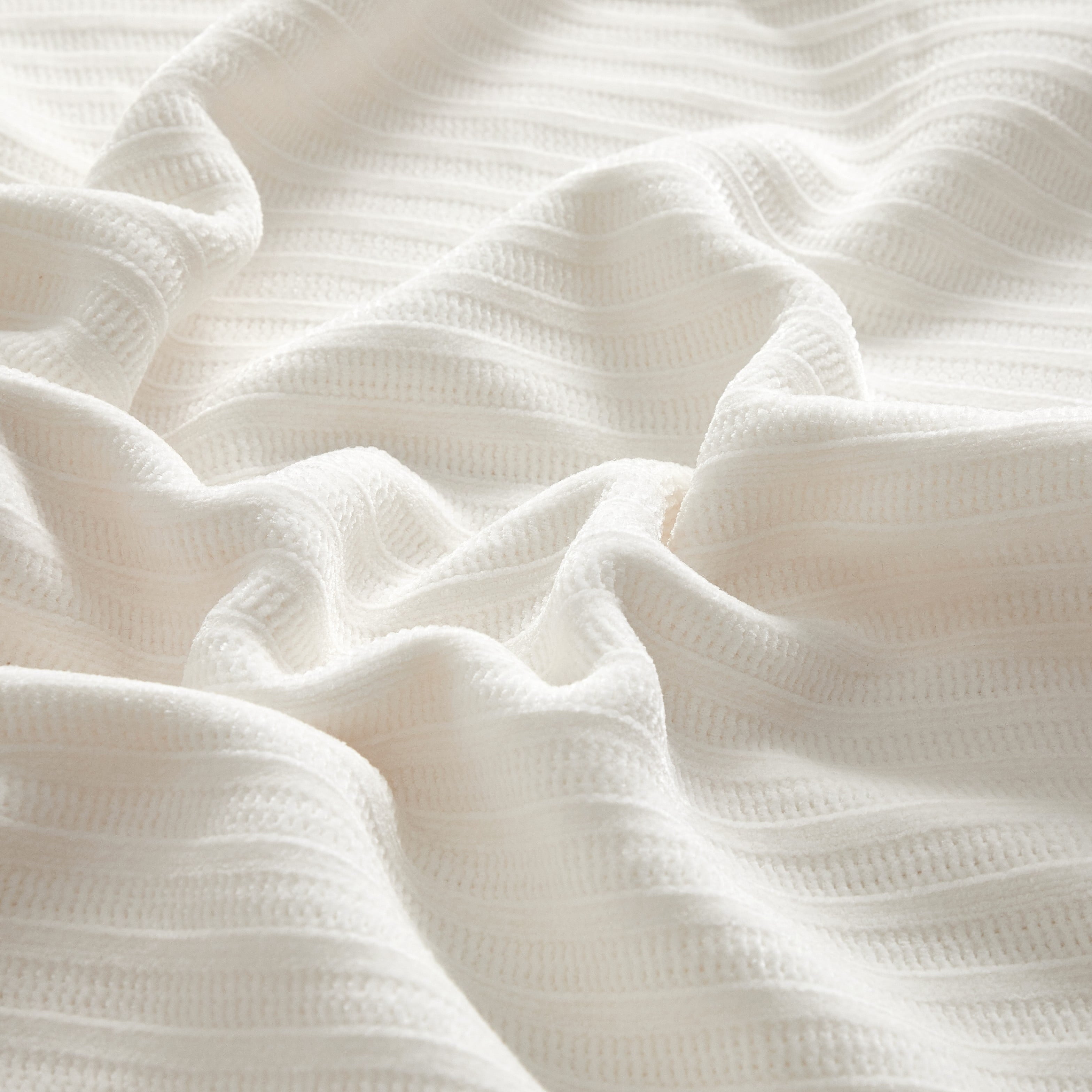 Super Soft Flannel Cozy Chenille Reverse to Plush Soft Couch Throw, Vanilla Dream, Standard Size - Cozy Fleece Throw Blanket for Couch & Bed Detail