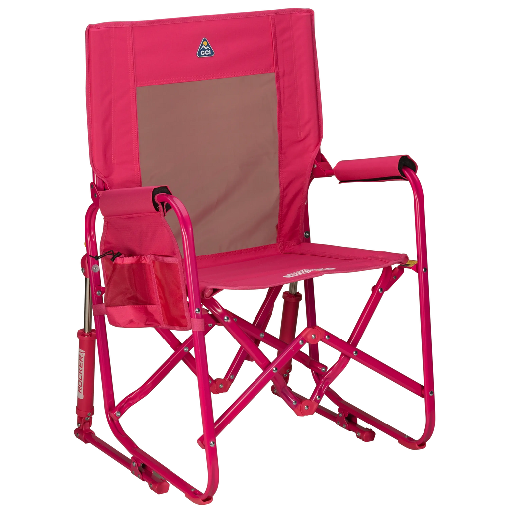 Heavy-Duty Freestyle Stowaway Rocker - Choice 794 - RoadTrip Rocker Smooth Motion Camp Chair - Bright Pink