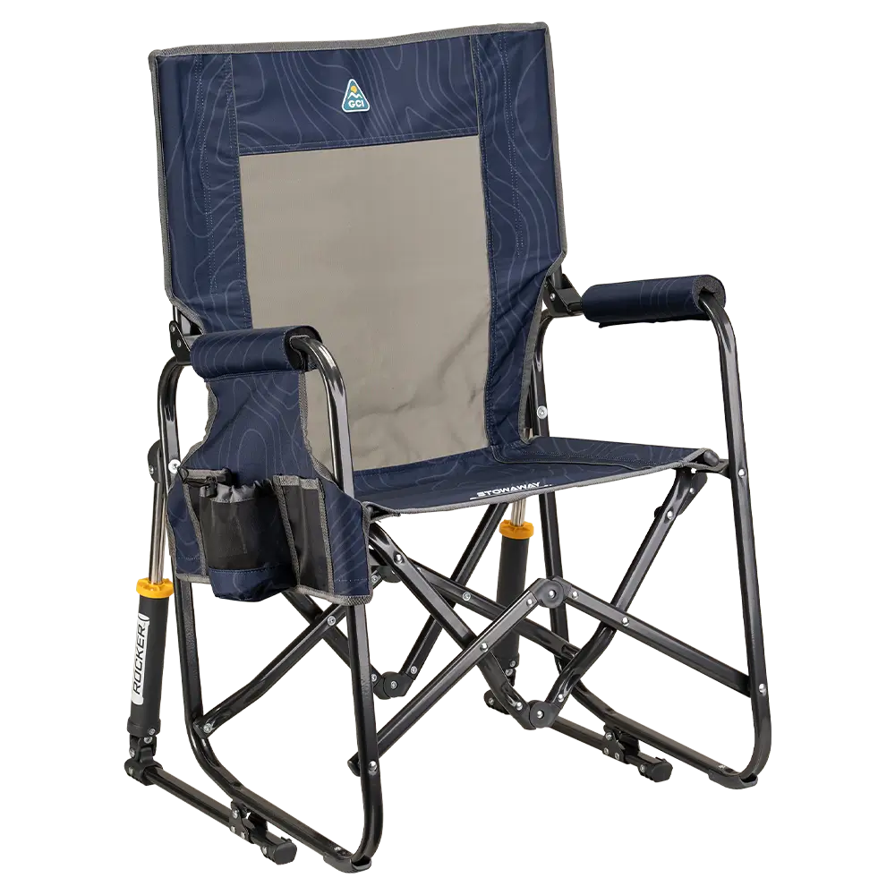 Heavy-Duty Freestyle Stowaway Rocker - Choice 794 - RoadTrip Rocker Smooth Motion Camp Chair - Navy Topo