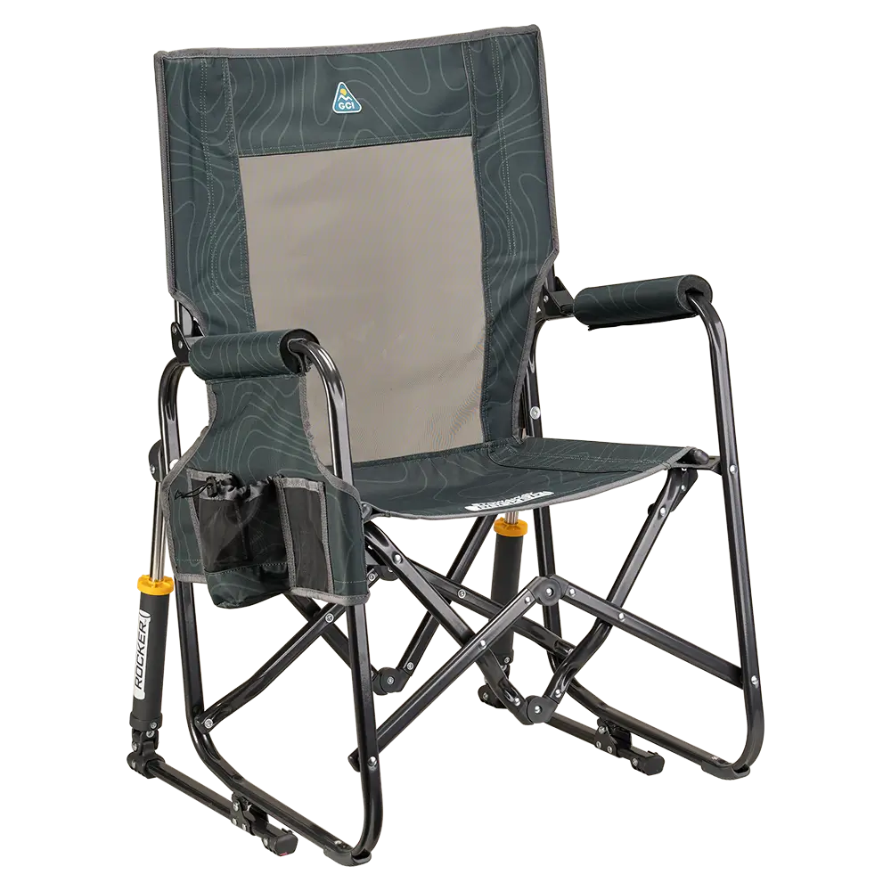 Heavy-Duty Freestyle Stowaway Rocker - Choice 794 - RoadTrip Rocker Smooth Motion Camp Chair - Hunter Topo