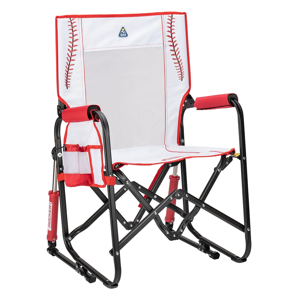 Heavy-Duty Freestyle Stowaway Rocker - Choice 794 - RoadTrip Rocker Smooth Motion Camp Chair - Baseball