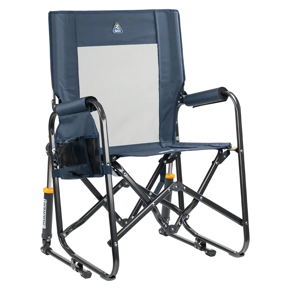 Heavy-Duty Freestyle Stowaway Rocker - Choice 794 - RoadTrip Rocker Smooth Motion Camp Chair - Denim