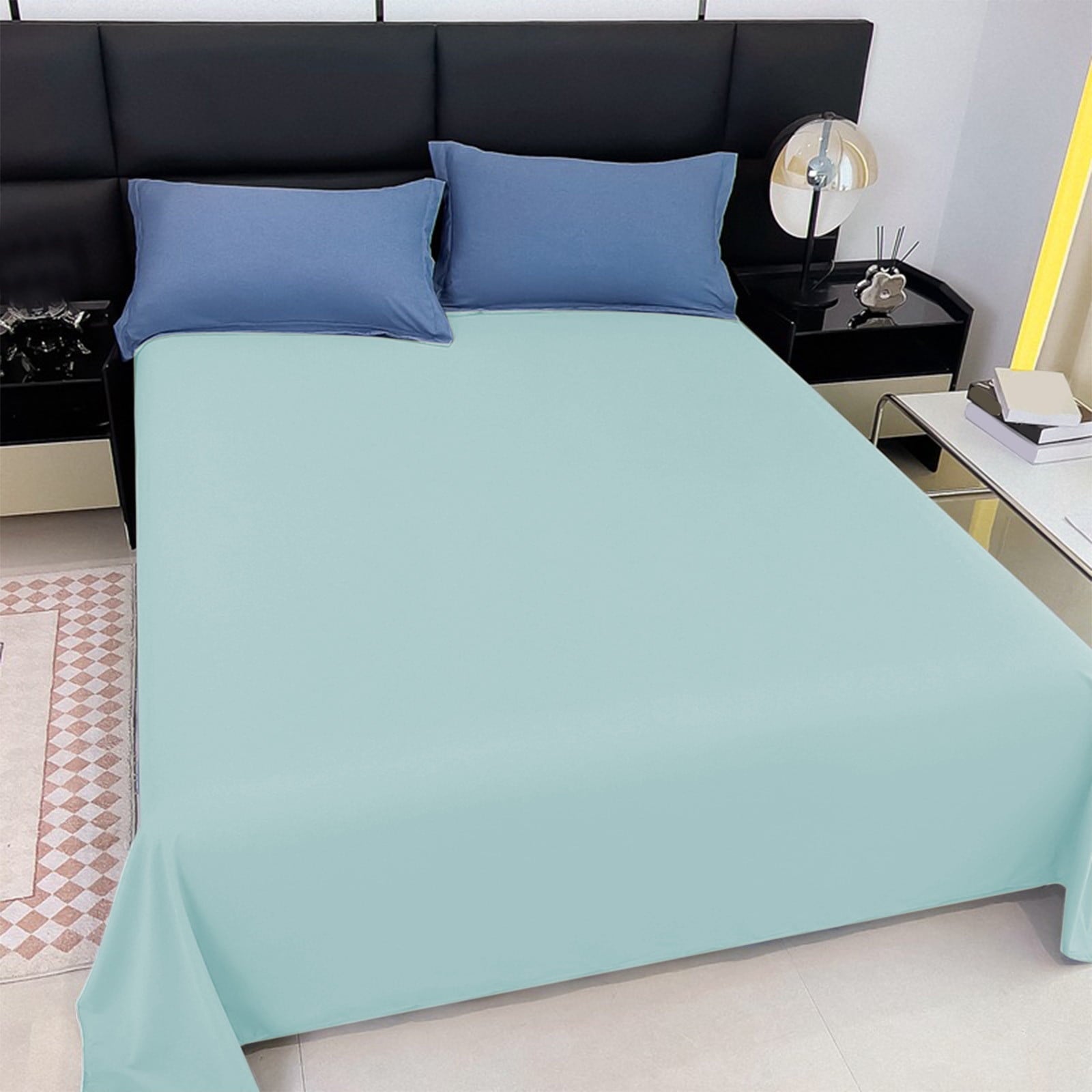 Wrinkle-Resistant Under $5 Clearance! InsCrazy Bed Sheet, 100% Cotton Household Solid Color, Soft and breathable Bed Sheet Piece 66 x 96" - Premium Ultra-Soft Pillowcase Pair for Sleeping Detail