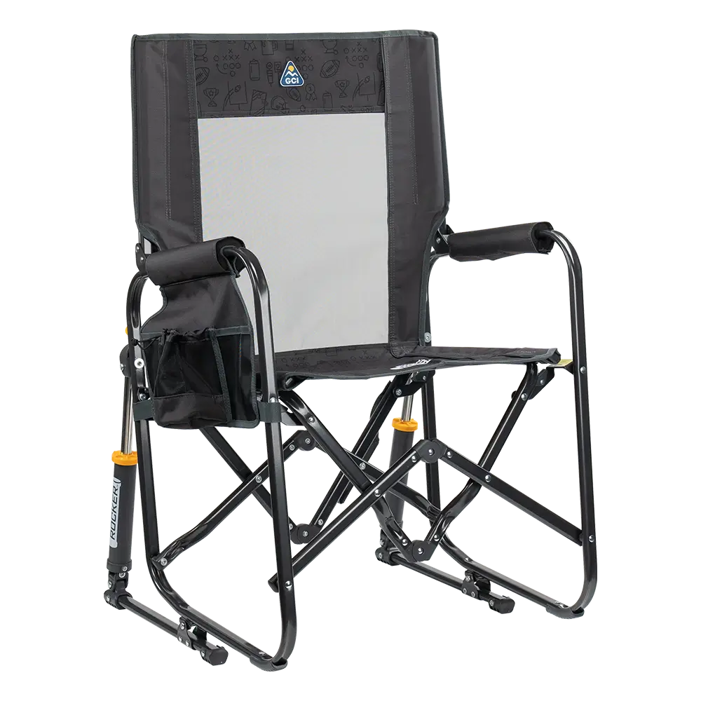 Heavy-Duty Freestyle Stowaway Rocker - Choice 794 - RoadTrip Rocker Smooth Motion Camp Chair - Tailgater Dark Charcoal