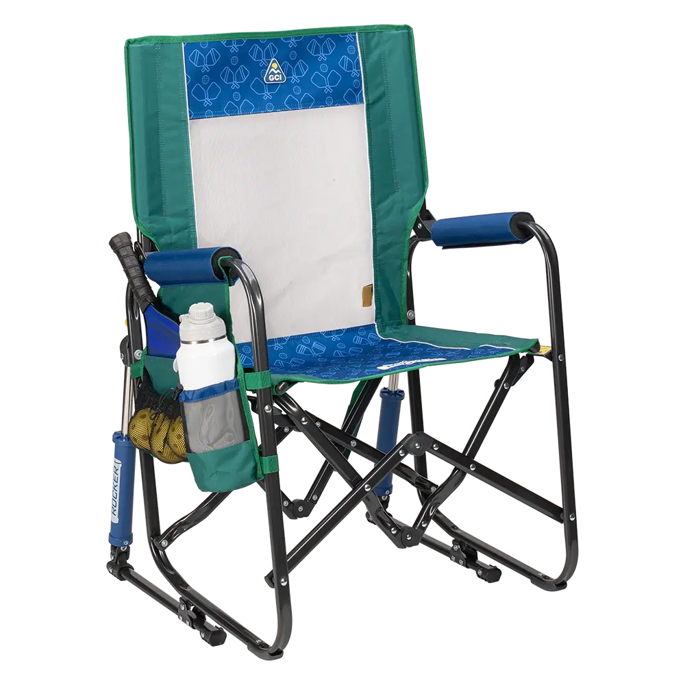 Heavy-Duty Freestyle Stowaway Rocker - Choice 794 - RoadTrip Rocker Smooth Motion Camp Chair - Pickleball Green