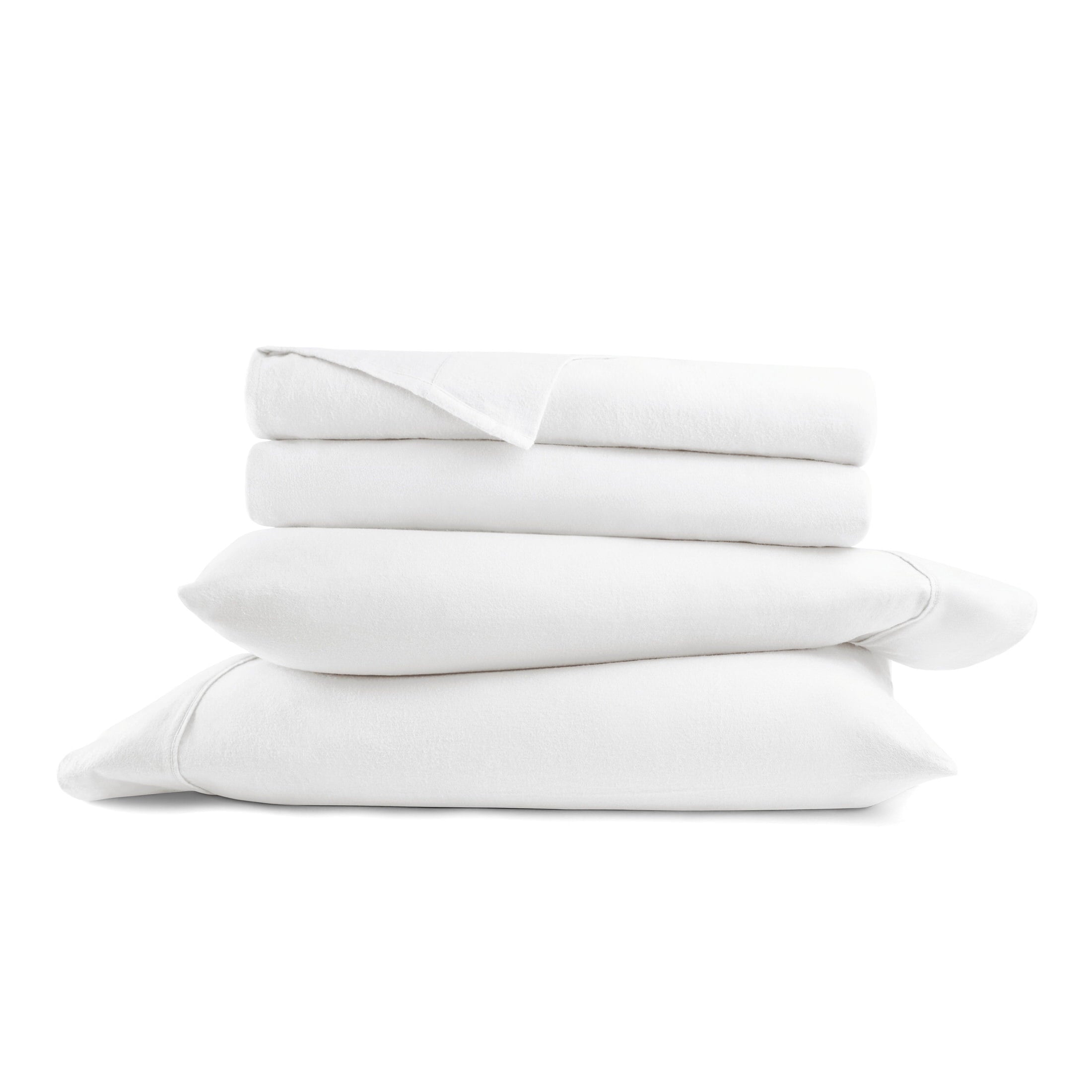 Breathable Luxury 100% Cotton Flannel Bed Sheets Set for Full Size Bedding in White - Breathable Egyptian Cotton Flat & Fitted Sheets Detail