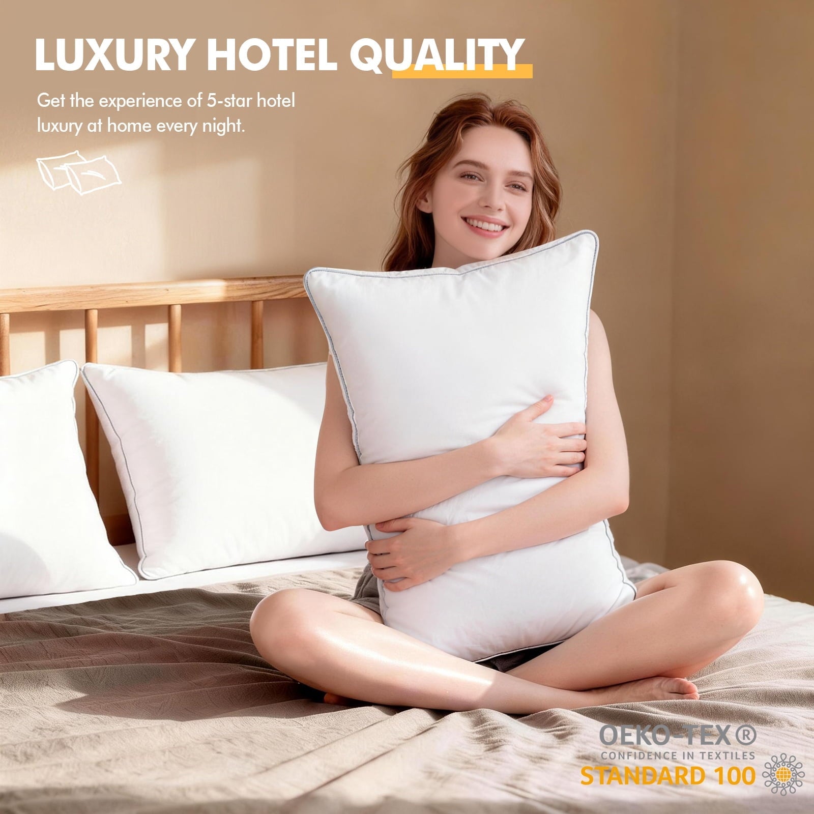 Fluffy Shredded Pillows Queen Size Set of 2, Bed Pillows for Side and Back Sleepers, Soft Down Alternative Pillows, Hotel Quality and... - Orthopedic Shredded Foam Bed Pillow Set Detail