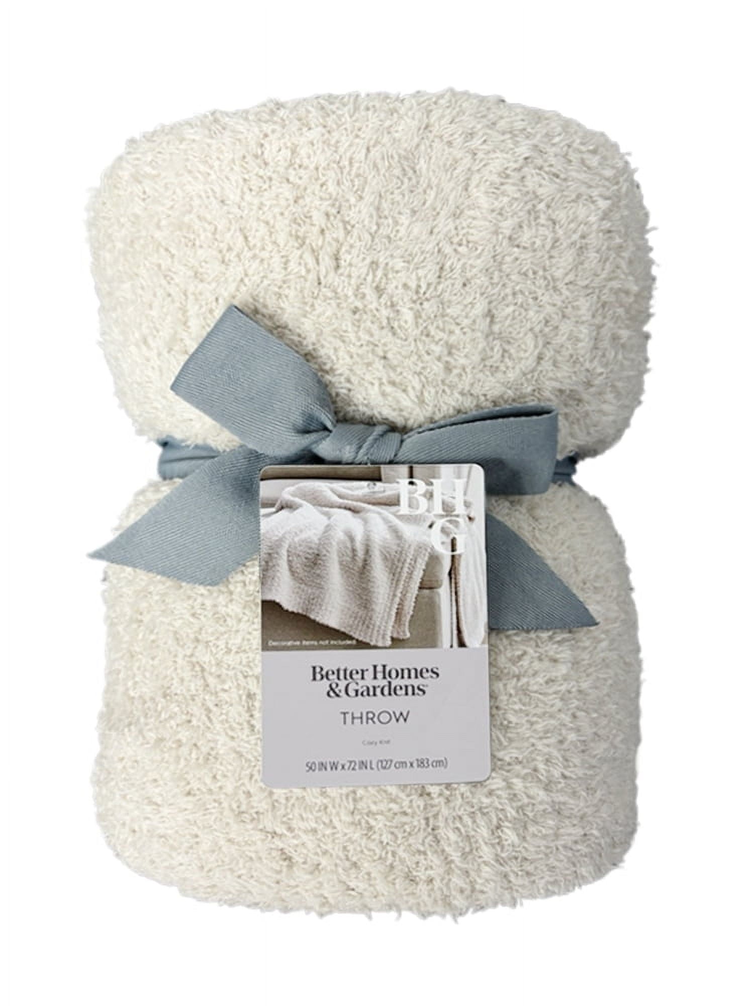Lightweight Warm Beige Cozy Knit Throw, 50" x 72" - Luxury Knitted Decorative Throw Blanket with Fringes Detail
