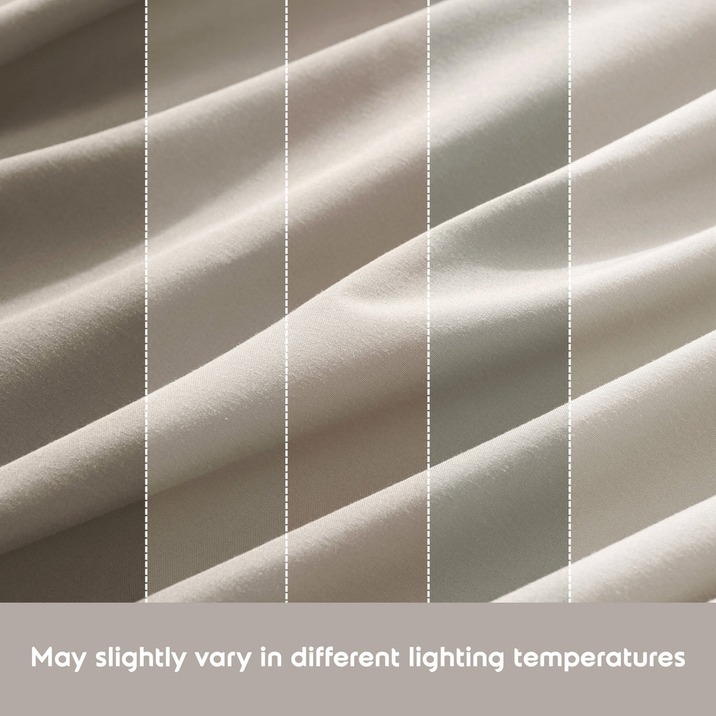 Wrinkle-Resistant King Sheet Sets, 1800 Series Deep Pocket 4 Piece, Luxury Soft Microfiber Bed Sheet Sets, BEIGE CREAM - Cooling Hotel Quality Bedding Sheets and Pillowcases Detail