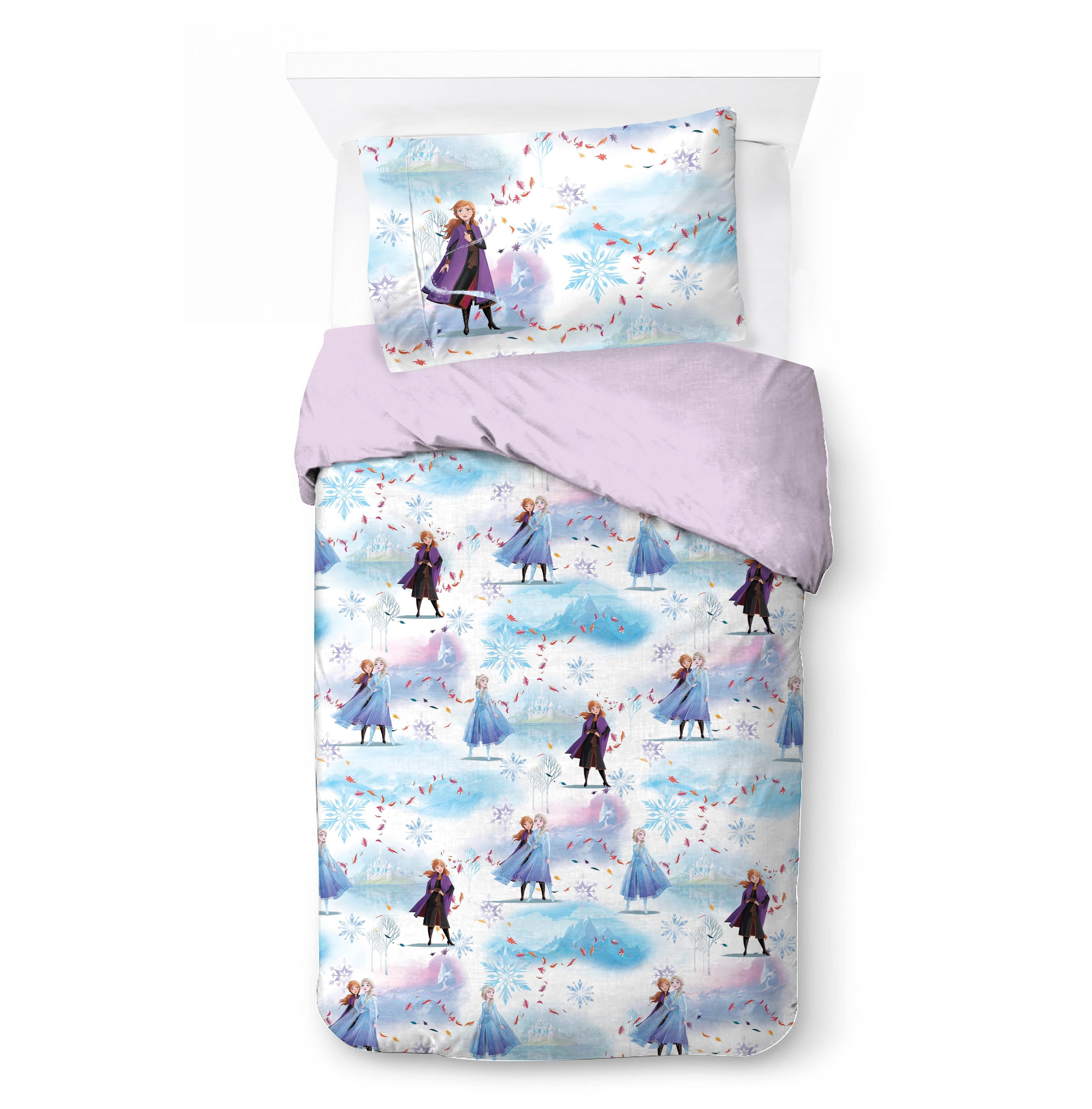 All-Season Frozen Winter Frost Adventures 2-Piece Twin/Full Reversible Comforter Set, Polyester Microfiber, Blue & Purple - Cloud-Like Soft Lightweight Bed Comforter Detail