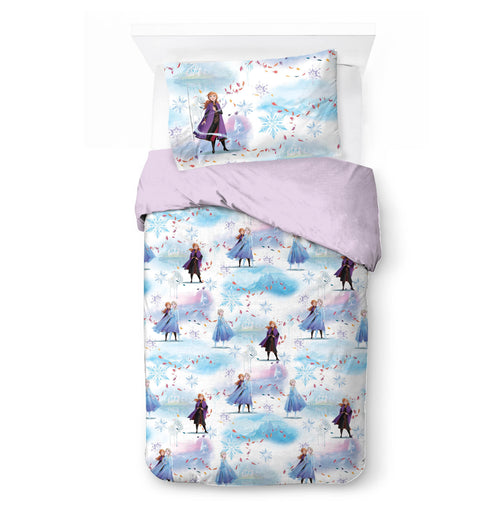All-Season Frozen Winter Frost Adventures 2-Piece Twin/Full Reversible Comforter Set, Polyester Microfiber, Blue & Purple - Cloud-Like Soft Lightweight Bed Comforter Detail
