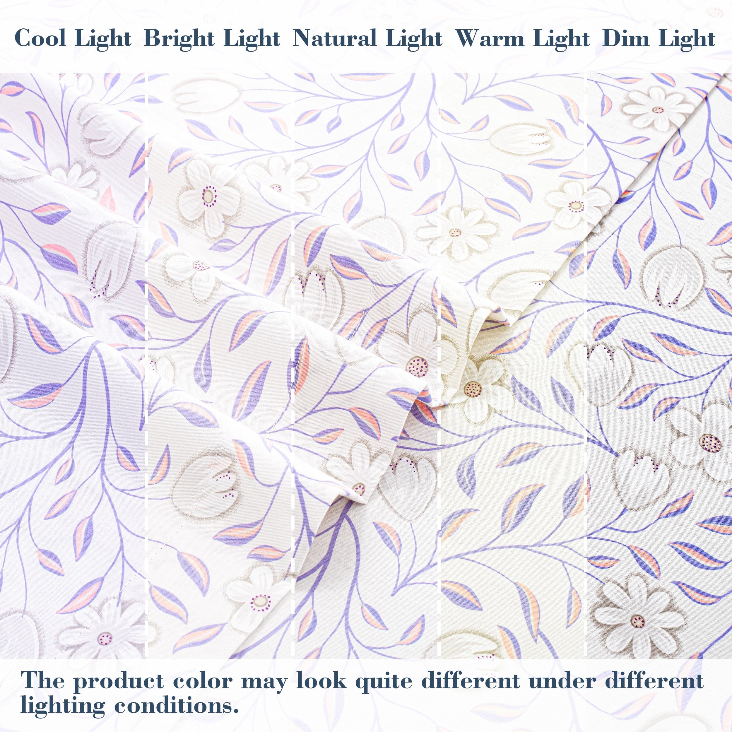 Ultra-Soft 100% Cotton Full Size Sheets,4 Piece Pure Percale Bed Sheets Set Deep Pocket Fits Mattress Upto 15",floral vine pattern - Premium Ultra-Soft Pillowcase Pair for Sleeping Detail