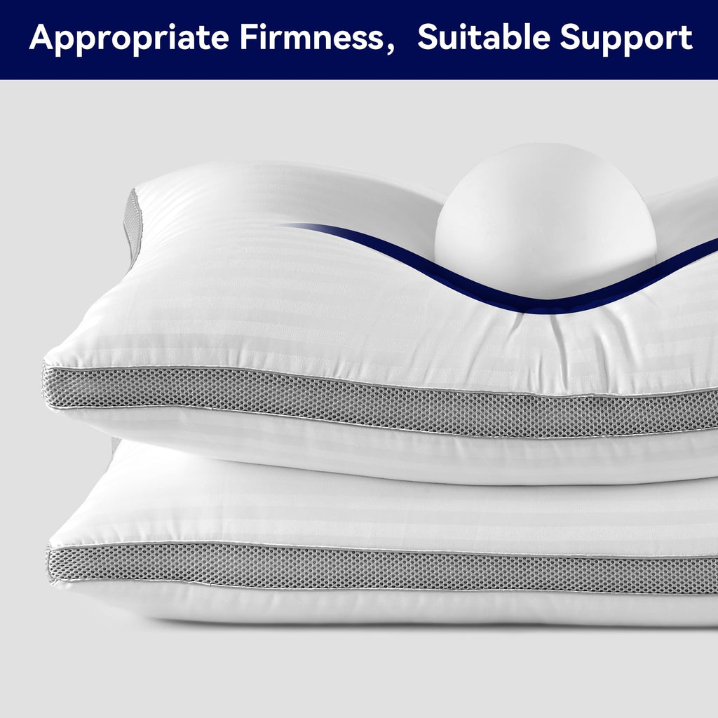 Hotel Collection Bed Pillows for Sleeping, Queen Size Set of 2, Sandwich Mesh with Breathable Sides, Premium Medium pillows for Back, ... - Decorative Throw Pillow Cushion for Sofa & Bed Detail