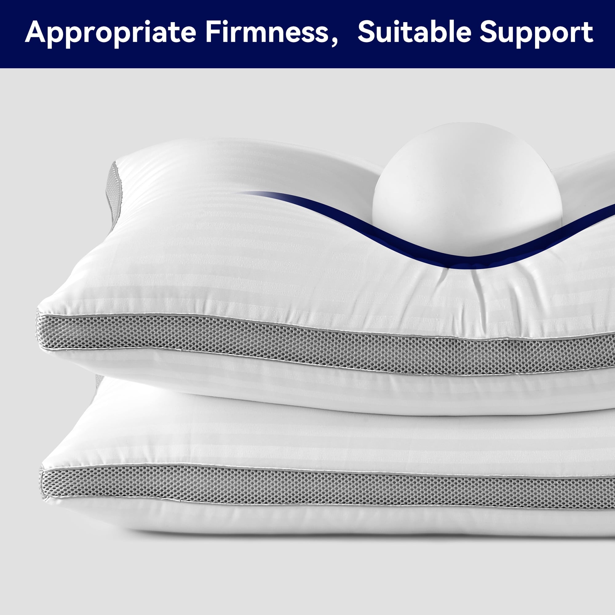 Hotel Collection Bed Pillows for Sleeping, Queen Size Set of 2, Sandwich Mesh with Breathable Sides, Premium Medium pillows for Back, ... - Decorative Throw Pillow Cushion for Sofa & Bed Detail