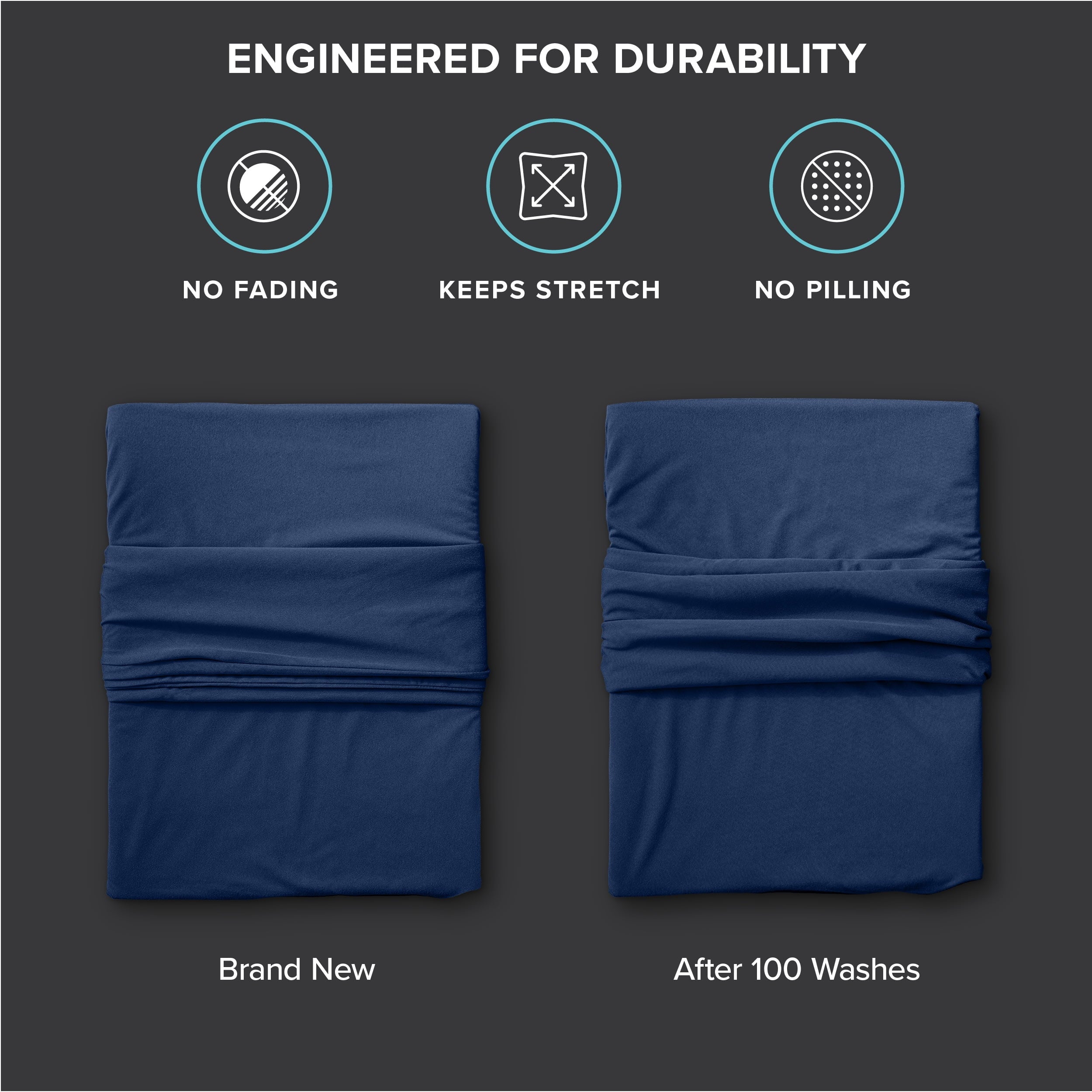 Cooling Sateen Cooling Performance Jersey Knit Stretch Sheet Set, Moisture-Wicking & Breathable, 4-Way Stretch Bed Sheets, Envelope ... - Premium Ultra-Soft Pillowcase Pair for Sleeping Detail