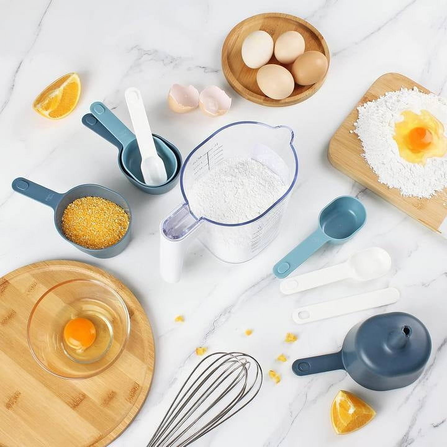 Innovative 9-Piece Stackable Measuring Set Kitchen Tools for Cooking, 7.48" L, Blue - Multi-Functional Manual Food Chopper & Slicer Detail