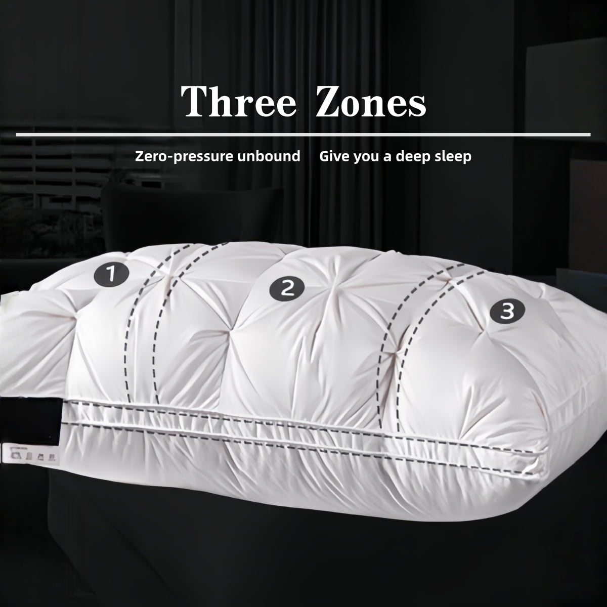 Fluffy Shredded 2-Pack 3-Line Grid Bed Pillow (20.1" x 13.97") - Soft, Breathable and Hypoallergenic - Ergonomic Memory Foam Pillow for Neck Pain Support Detail