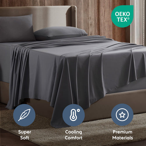 Breathable Luxury Queen Sheets Set, 1800 Series Extra Deep Pocket Sheets Queen Soft Microfiber Bed Sheets, 4 Piece Queen Sheet sets - Breathable Egyptian Cotton Flat & Fitted Sheets Detail