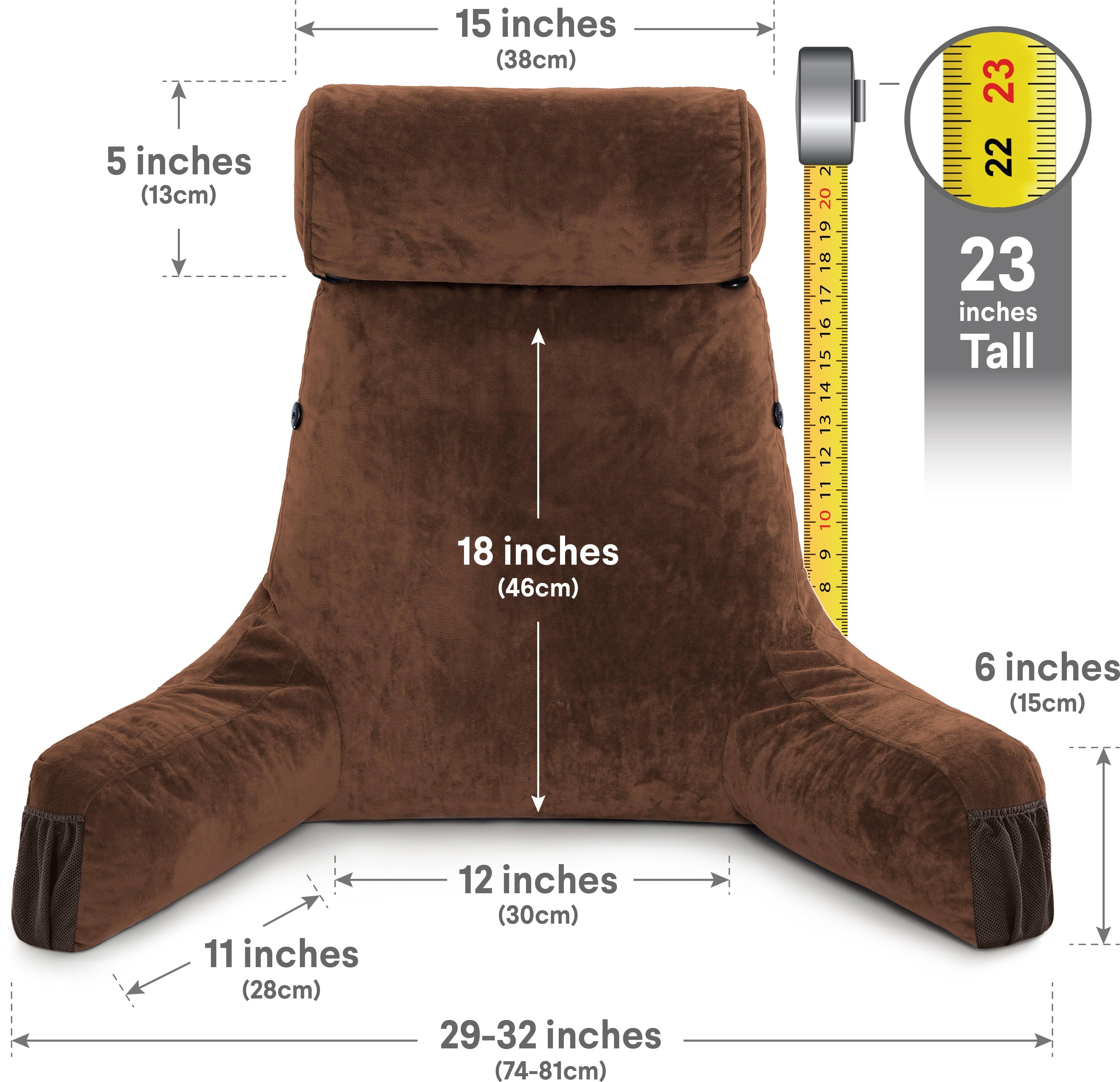 Hotel Collection Medium Chocolate Brown, Backrest - Detach Neck Roll, Removable Cover - Hotel Quality Plush Sleeping Pillows Detail