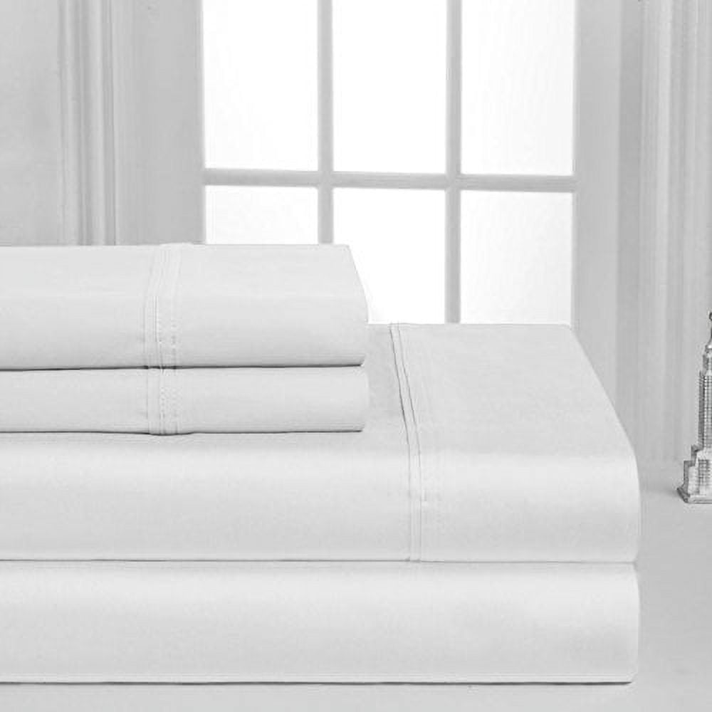 Cooling Sateen Luxurious Collection 1000 Thread Count 100% Cotton Bed Sheet Set (Twin XL, White) - Premium Ultra-Soft Pillowcase Pair for Sleeping Detail