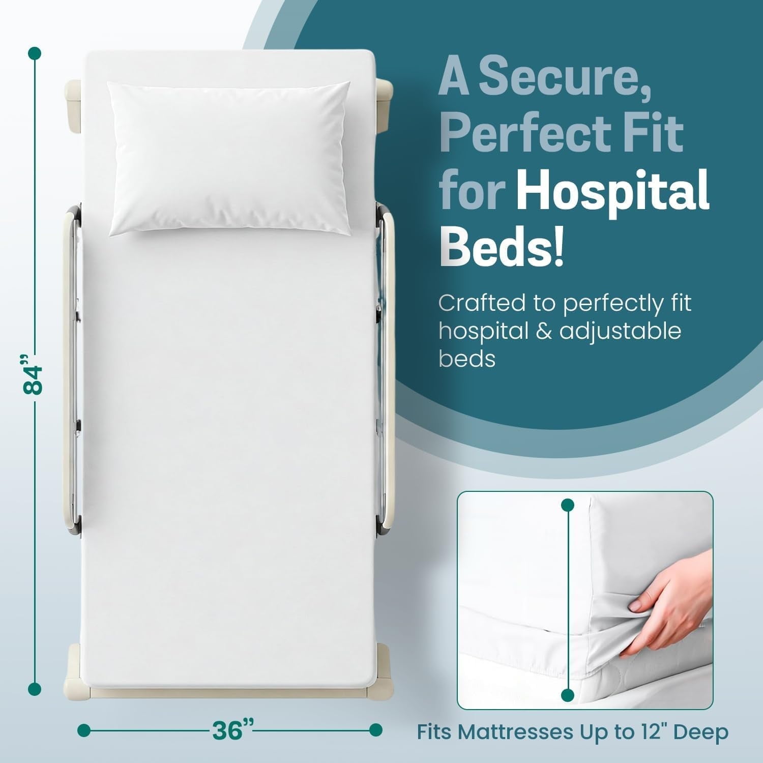 Premium Egyptian Cotton 2 Pack Fitted Hospital Bed Sheets with Elastic All Around for a Double Brushed Ultra Soft Breathable 100% Microfiber ... - Cooling Hotel Quality Bedding Sheets and Pillowcases Detail