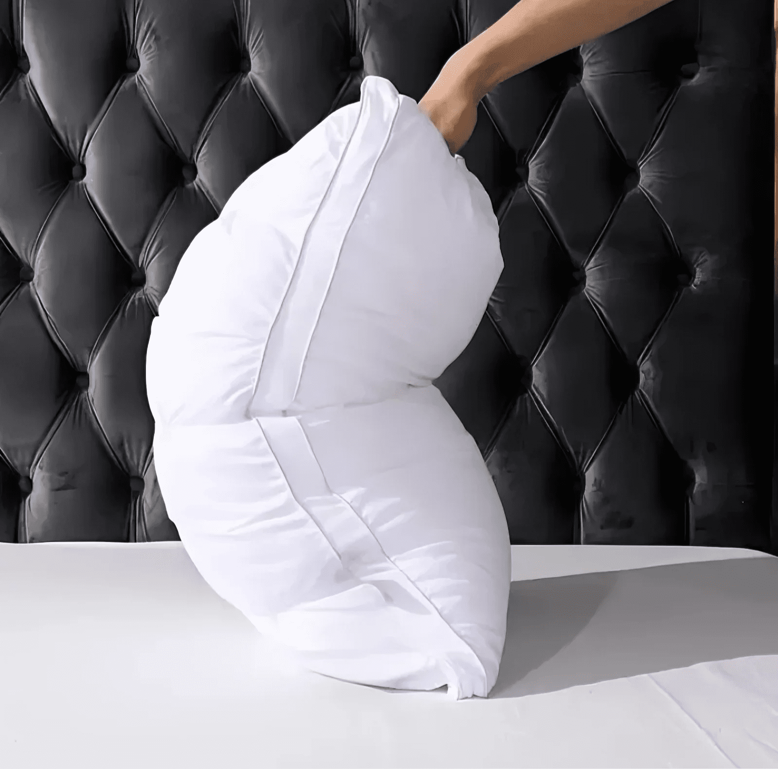Decorative Plump Queen Size Bed Pillows Set of 2, Hotel Quality, Down Alternative Gusseted Bed Pillows for Side, Back, or Stomach Slee... - Ergonomic Memory Foam Pillow for Neck Pain Support Detail