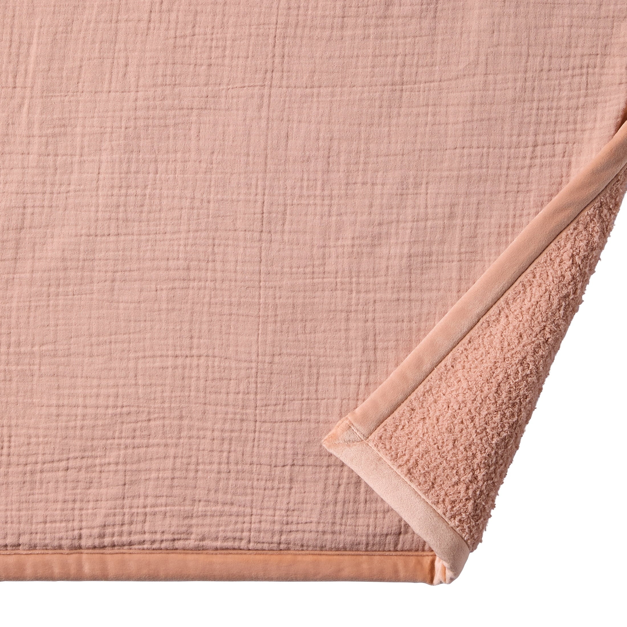 Reversible Sherpa Gauze Reverse to Cozy Knit Super Soft Throw Blanket, Oversized, Antique Blush - Super Soft Reversible Sherpa Flannel Blanket Detail