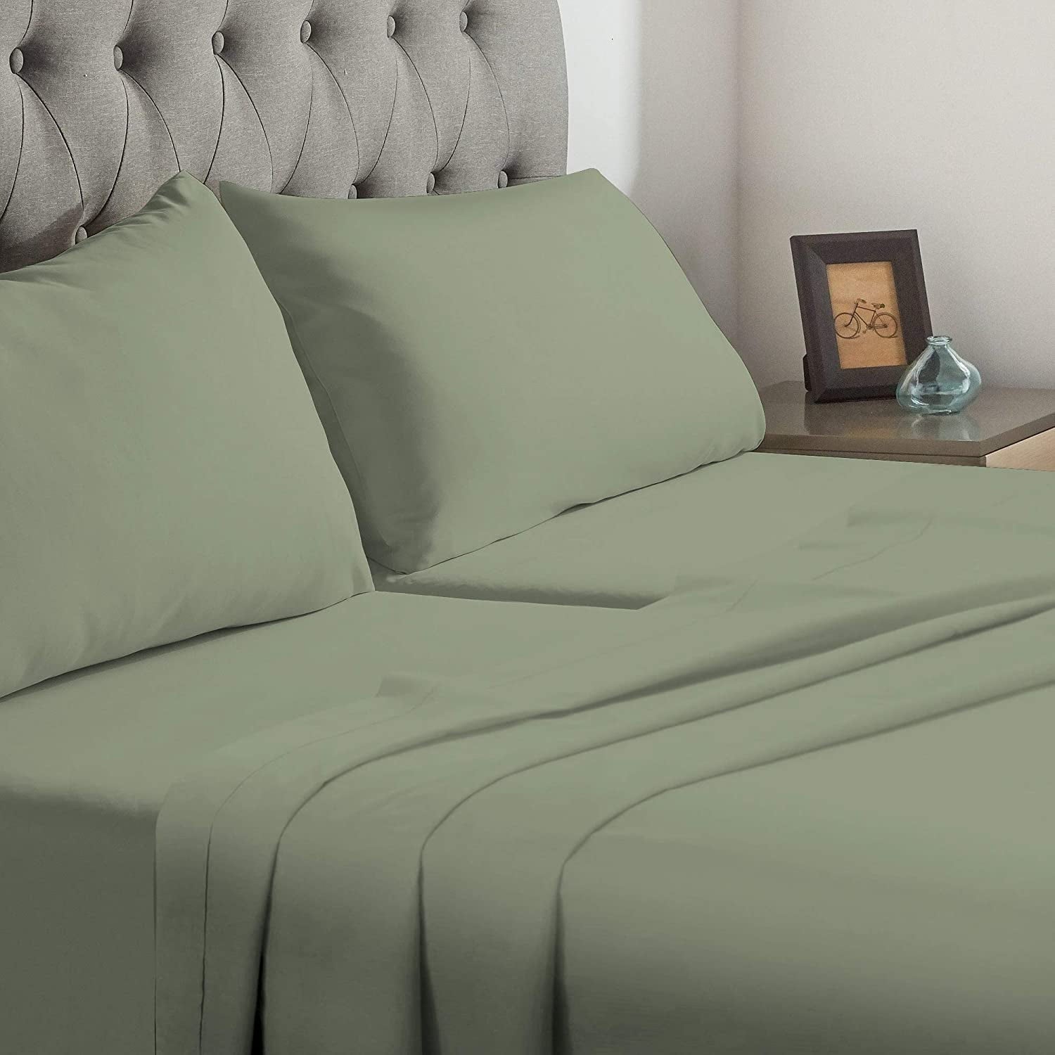 Cooling Sateen Split-California King Bed Sheet Set (5-Pieces) Adjustable Bed Sheets - 800 Thread Count 100% Egyptian Cotton - 15" De... - Breathable Egyptian Cotton Flat & Fitted Sheets Detail