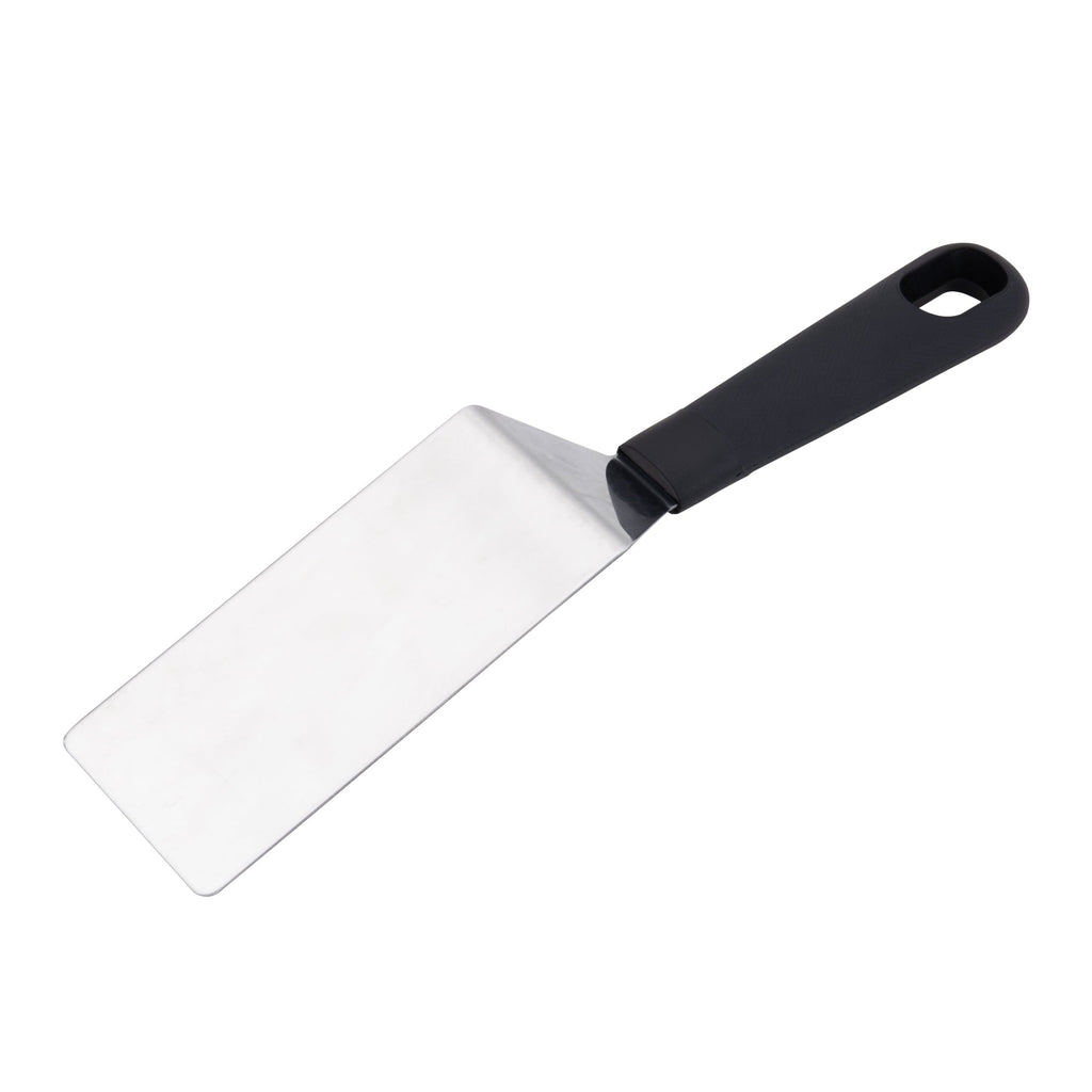 Chef-Quality Stainless Steel Mini Dessert Spatula with Softgrip Handle for Serving Pancakes or Desserts - High-Precision Culinary Tool for Baking & Cooking Detail