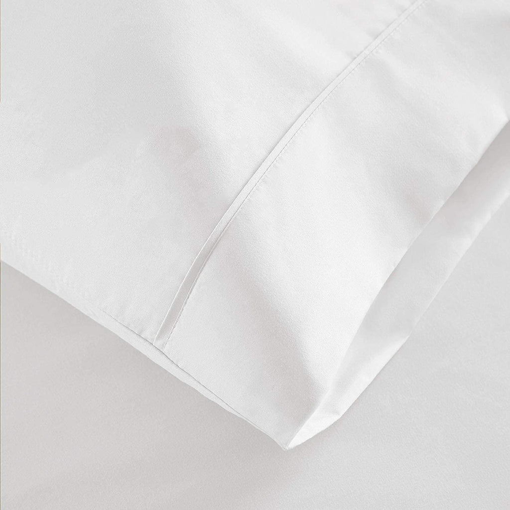 Cooling Sateen 100% Cotton Hospital Bedsheets Set - 1 Flat Sheet, 1 Fitted Sheet (10" Inch) Deep Pocket, 1 Pillowcase, Best & Comfor... - Premium Ultra-Soft Pillowcase Pair for Sleeping Detail
