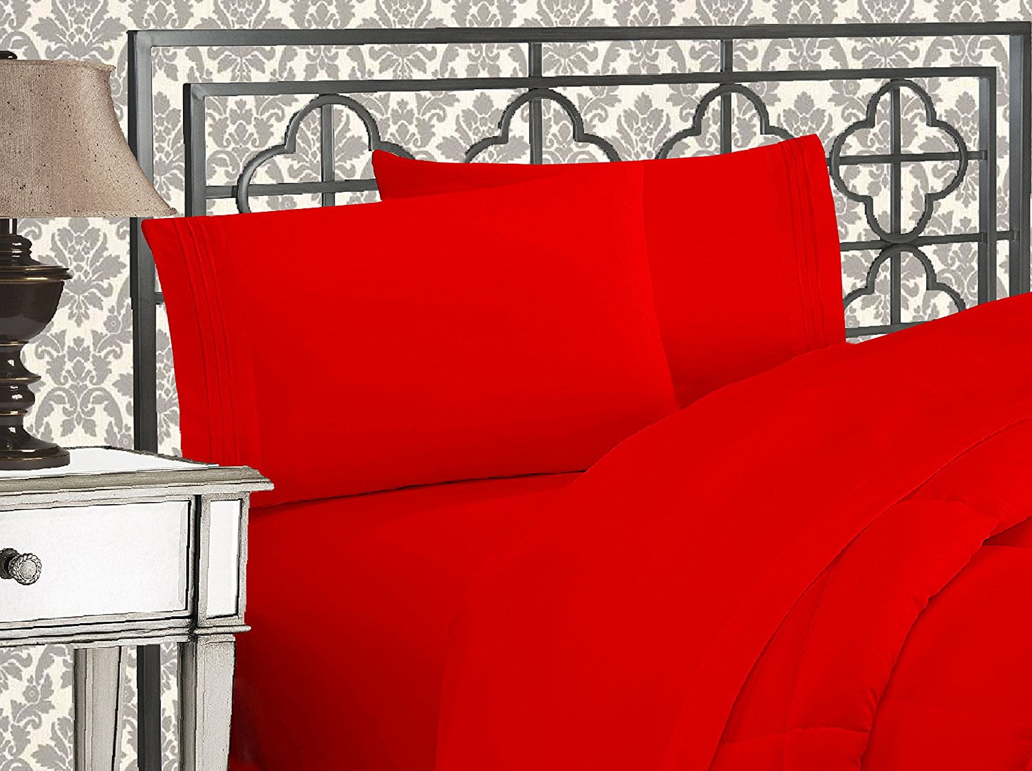 Breathable Luxury 4 Pieces Bed in a Bag Sheet Set Full Red - Cooling Hotel Quality Bedding Sheets and Pillowcases - Default Title