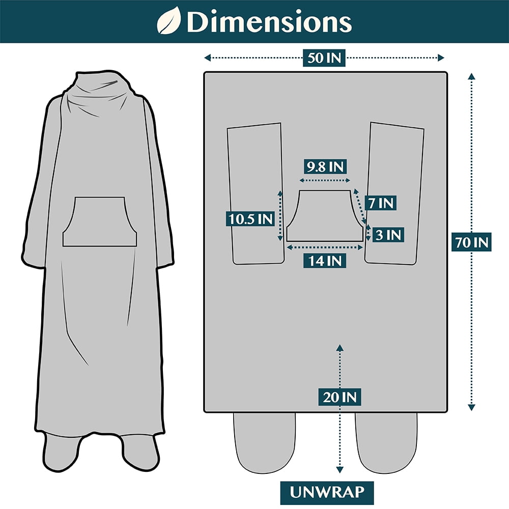 Lightweight Warm Fleece Blanket with Sleeves, Foot Pockets for Women Men Adults, Plush Wearable Blanket Throw Wrap, Warm Snuggle Blank... - Super Soft Reversible Sherpa Flannel Blanket Detail
