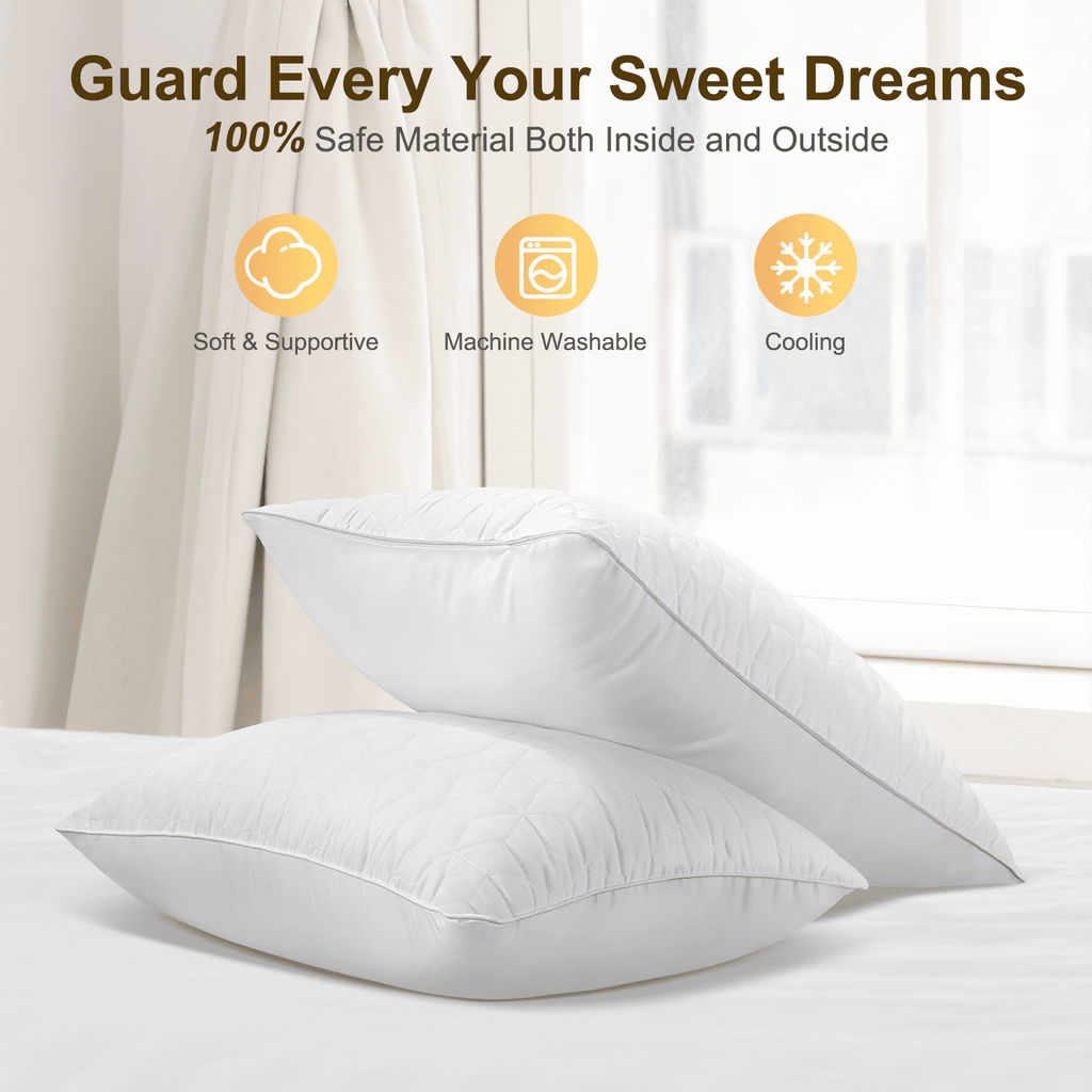 Fluffy Shredded Bed Pillows Queen Size Set of 2, Hotel Gusseted Pillows for Sleeping, Alternative to Down Pillows, Soft Supportive & ... - Orthopedic Shredded Foam Bed Pillow Set Detail