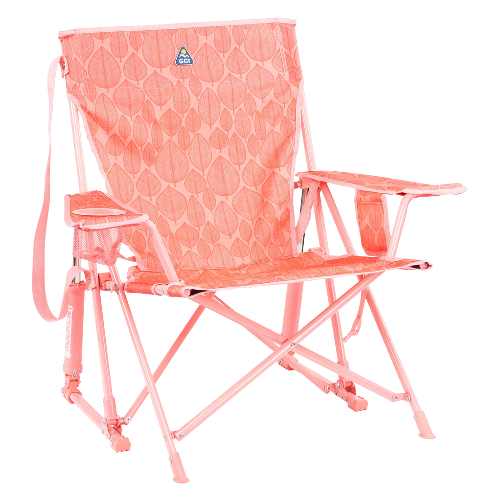 Smooth Motion Kickback Rocker - Choice 345 - RoadTrip Rocker Smooth Motion Camp Chair - Soft Pink Leaf