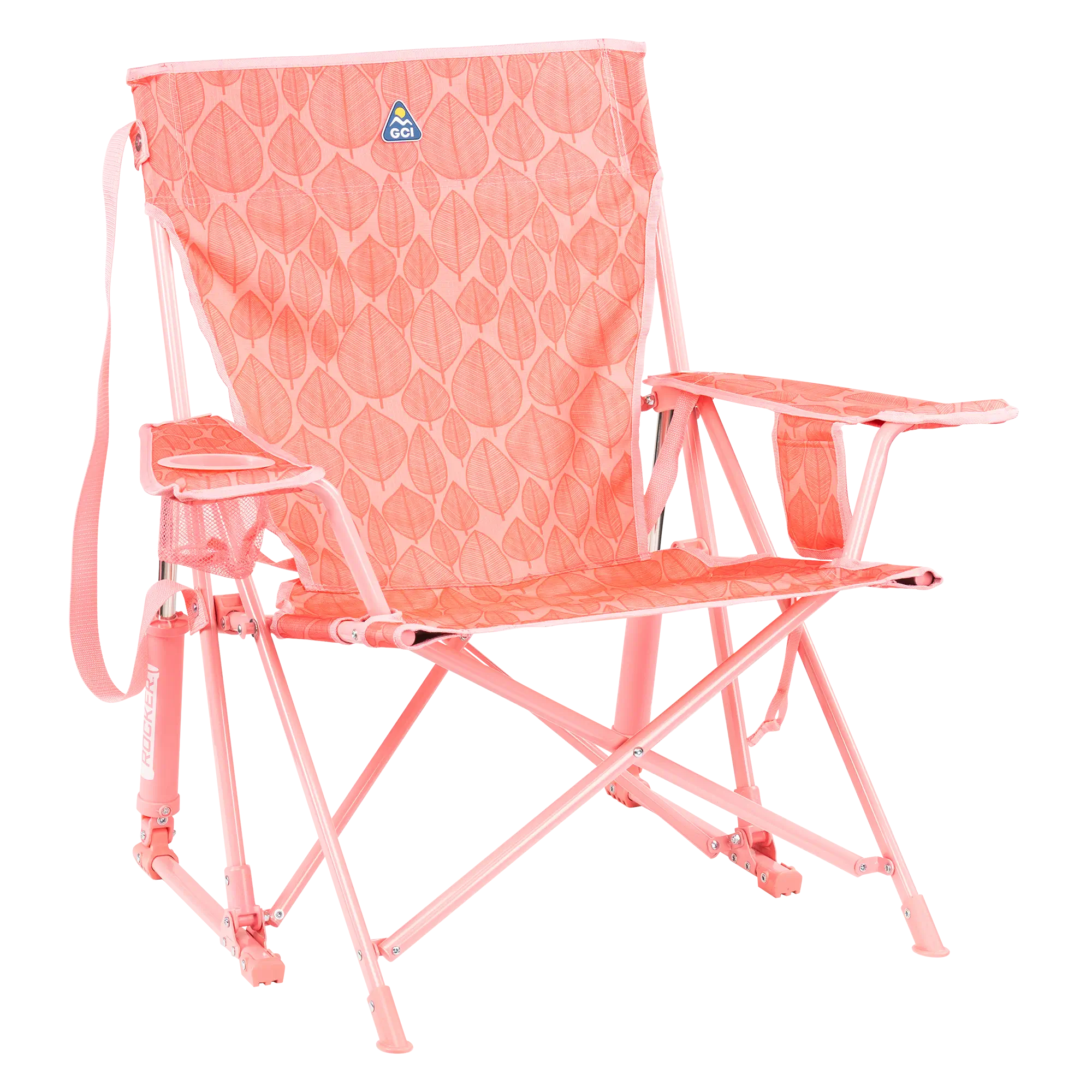 Smooth Motion Kickback Rocker - Choice 345 - RoadTrip Rocker Smooth Motion Camp Chair - Soft Pink Leaf