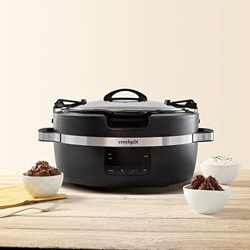 Digital Control Crock-Pot Thermoshield 6 Quart Slow Cooker with Carry Handles S12S - Stainless Steel Slow Cooker with Locking Lid Detail