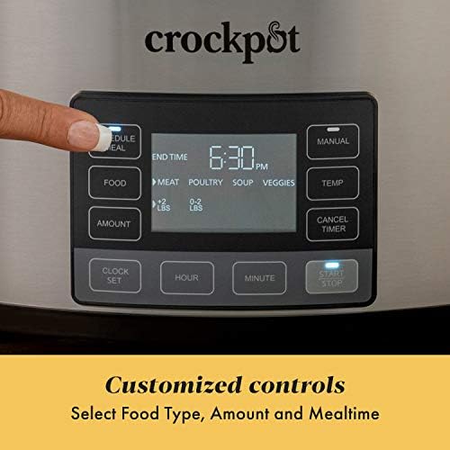 Digital Control Crock-Pot MyTime 6 Quart Programmable Slow Cooker S08D - Stainless Steel Slow Cooker with Locking Lid Detail