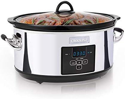 Oval Ceramic Crock-Pot 7 Quart Programmable Slow Cooker – Polished Platinum S23E - Digital Crock Pot Slow Cooker for Family Meals Detail