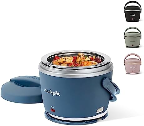 Self-Heating Crock-Pot Electric Lunch Box Food Warmer 20oz – Faded Blue S22V - Portable Electric Lunch Box Food Warmer - Faded Blue