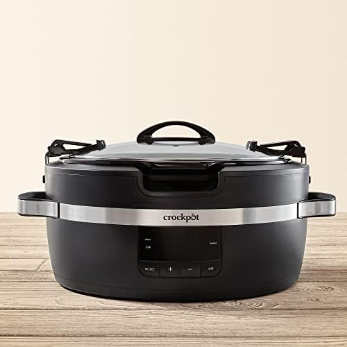 Digital Control Crock-Pot Thermoshield 6 Quart Slow Cooker with Carry Handles S12S - Stainless Steel Slow Cooker with Locking Lid Detail