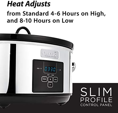 Oval Ceramic Crock-Pot 7 Quart Programmable Slow Cooker – Polished Platinum S23E - Digital Crock Pot Slow Cooker for Family Meals Detail