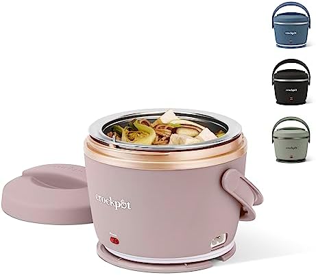 Leak-Proof Crock-Pot Electric Lunch Box Food Warmer 20oz – Blush Pink S18G - Self-Heating Lunch Box for Office and Car Travel - Blush Pink