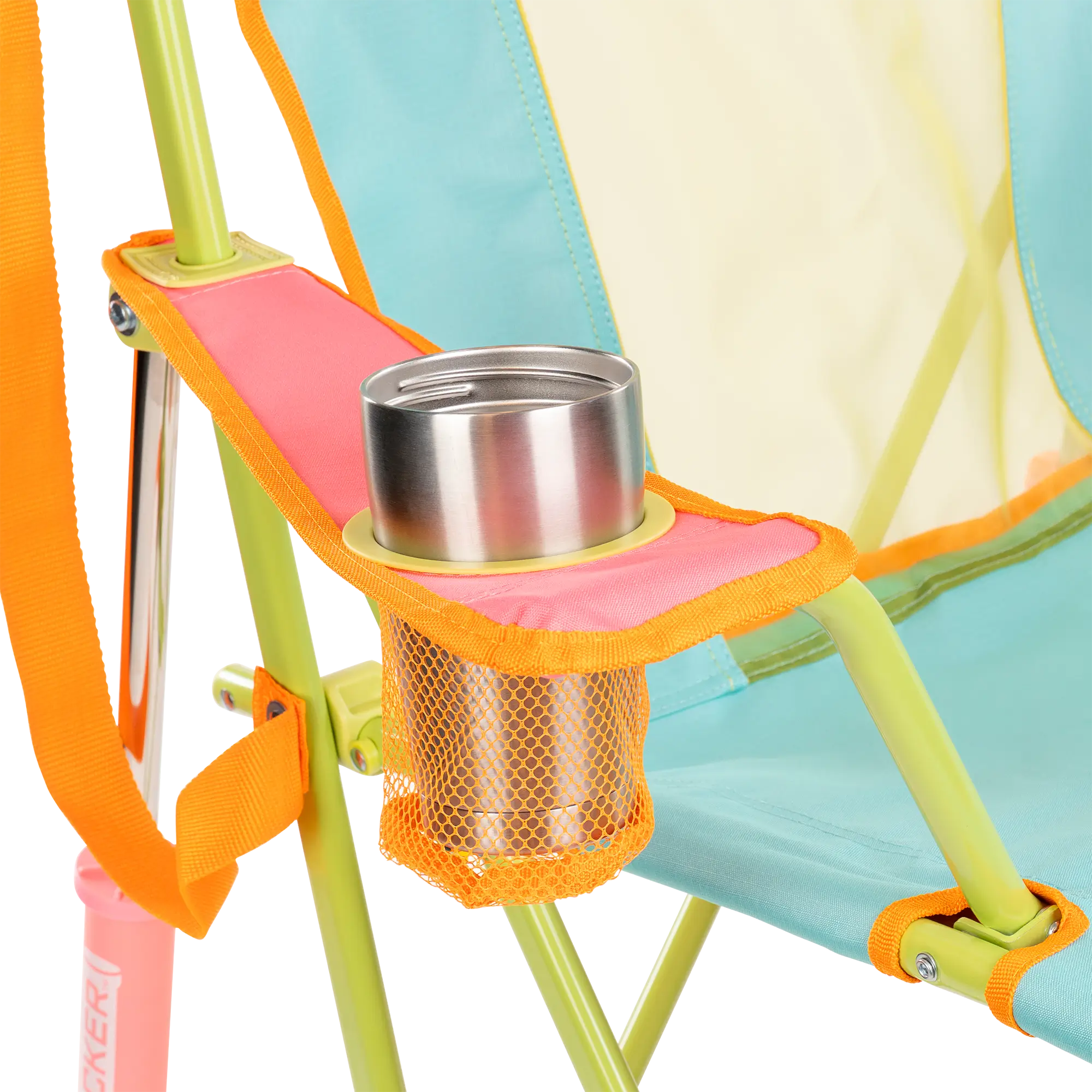 Luxury Camp Comfort Pro Rocker - Choice 375 - Heavy-Duty Kickback Rocker with Beverage Holder Detail
