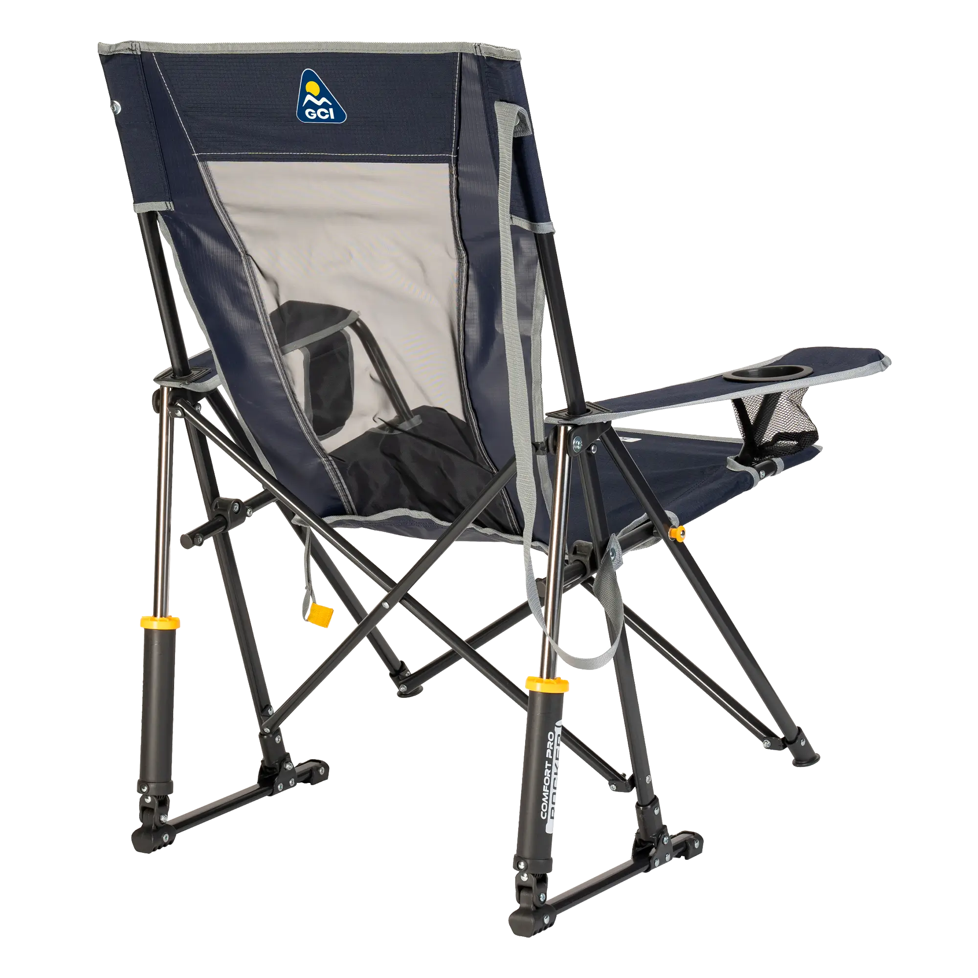 Luxury Camp Comfort Pro Rocker - Choice 375 - Heavy-Duty Kickback Rocker with Beverage Holder Detail
