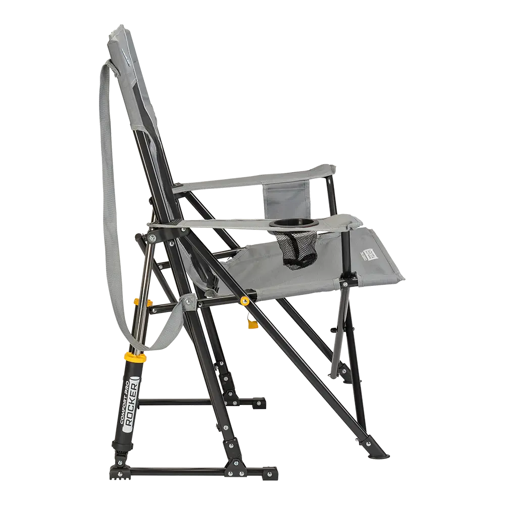 Luxury Camp Comfort Pro Rocker - Choice 375 - Heavy-Duty Kickback Rocker with Beverage Holder Detail