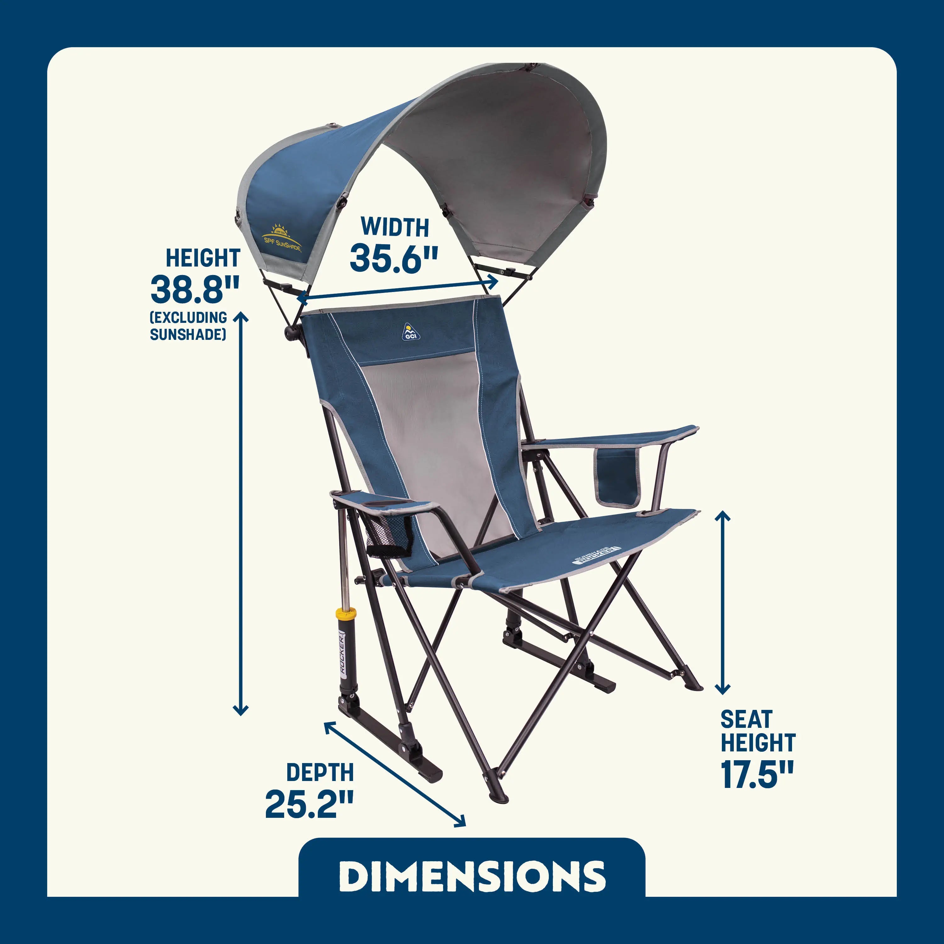 Patented Spring-Action SunShade Rocker - Choice 550 - RoadTrip Rocker Smooth Motion Camp Chair Detail