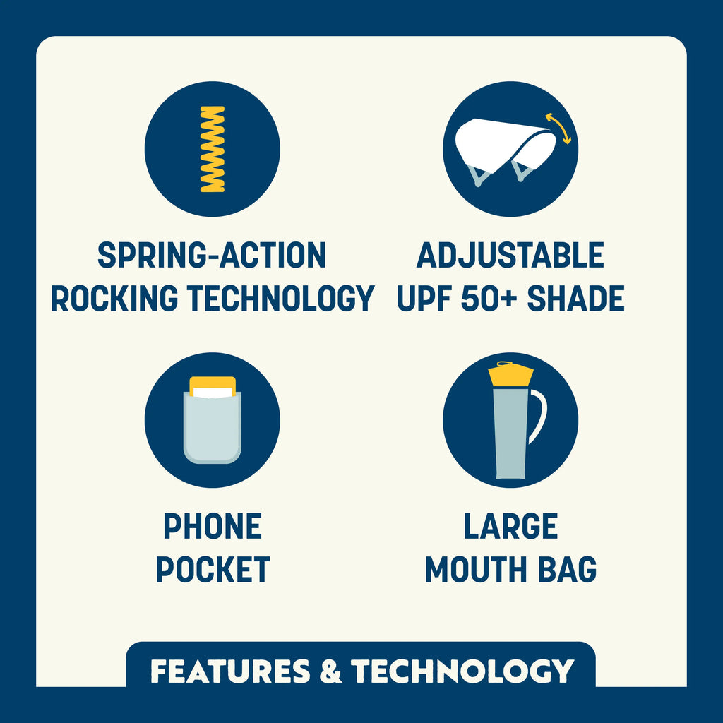 Patented Spring-Action SunShade Rocker - Choice 550 - RoadTrip Rocker Smooth Motion Camp Chair Detail